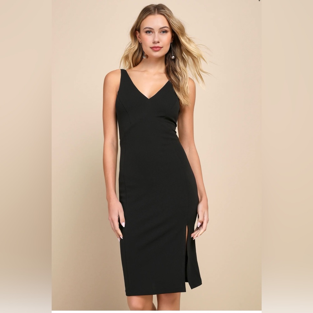 Black Sleeveless Midi Dress
